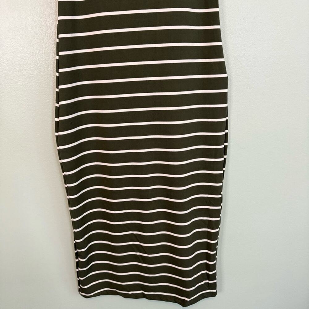 Capella Women's Sleeveless Mockneck Midi Green and White Bodycon Dress Size L - Picture 8 of 9